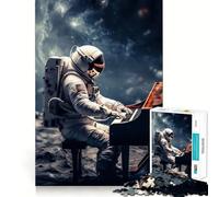 Puzzles pour Adultes 1000 pièces Astronaute Jouant du Piano Jeu de logique aux Bords Nets Jeu Lent et Amusant Scène de Noël Illustration (50x75cm)