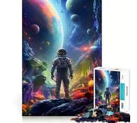 Puzzles pour Adultes 1000 pièces Astronaute l'espace est Sauvage Jeu de logique aux Bords Nets Jeu Lent et Amusant Scène de Noël Art (38x52cm)
