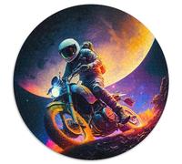 Puzzles pour Adultes 1000 pièces Astronaute Moto Puzzles Ronds 1000 pièces pour Adultes Casse-tête Stimulant, Activité familiale, Décoration intérieure, Cadeau de Vacances 67,5 x 67,5 cm