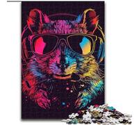 Puzzles pour Adultes 1000 pièces Astronaute Spatial Écureuil Puzzle en Carton, Décoration intérieure colorée et Jeu Familial interactif, 1000 pièces(26x38cm)