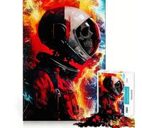 Puzzles pour Adultes 1000 pièces Astronaute Squelette Jeu de logique Jeu Lent et Amusant Scène de Noël Illustration (50x75cm)