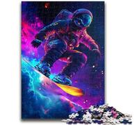Puzzles pour Adultes 1000 pièces Astronaute Surf Aide Le Cerveau à exercer Jouets addictifs pour cultiver la Patience Convient aux Couples 38x26cm