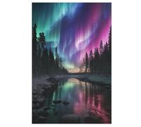 Puzzles pour Adultes 1000 Pièces Aurores boréales en Norvège Puzzles pour Adultes Et Enfants Puzzles en Bois Excellent Cadeau pour Les Adultes （78×53cm）