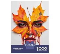 Puzzles pour Adultes 1000 Pièces Autumn Leaves Halloween Makeup Puzzle pour Adolescents Assemblage De Motifs Interaction Parent-Enfant Jeu Au Design Soigné 70x50cm/1000pcs