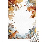 Puzzles pour Adultes 1000 Pièces Autumn Nature Scene with Fox and Rabbit Puzzles pour Adultes - Défi Difficile - Stimulez Votre Cerveau avec Ce Jeu Unique 70x50cm/1000pcs