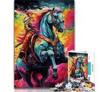Puzzles pour Adultes 1000 pièces avec Chevaux colorés psychédéliques Difficulté : Aide Le Cerveau à exercer Jouets addictifs pour cultiver la Patience Excellent Cadeau : 38x26cm