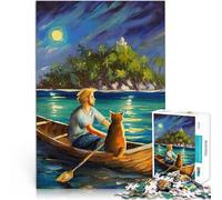 Puzzles pour Adultes 1000 pièces Aventure sur l'île avec Un Chat Difficile et défi Activités Amusantes à la Maison, Cadeaux d'anniversaire, Cadeaux de Voyage, 50x70cm