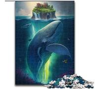 Puzzles pour Adultes 1000 pièces Baleine Bleue colorée en Bois, décoration Artistique DIY Parfaite ou Cadeau d'anniversaire 50x75cm pour Jeu interactif en Famille