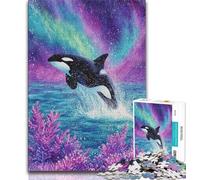 Puzzles pour Adultes 1000 pièces Baleine Bleue psychédélique, Jouets de Jeu stimulants, décoration Murale, Cadeaux d'anniversaire et de Noël Uniques 38x26cm
