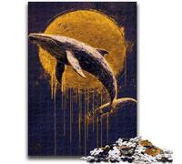 Puzzles pour Adultes 1000 pièces Baleine dorée, Jouet éducatif et décompressant, Cadeau d'anniversaire (38x26cm)
