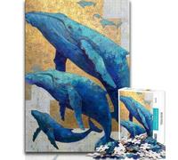Puzzles pour Adultes 1000 pièces Baleine dorée, Jouets éducatifs, Anti-Stress, Interaction Parent-Enfant 75x50cm