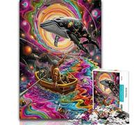 Puzzles pour Adultes 1000 pièces Baleine psychédélique pour Adolescents, Jouets éducatifs, Jeux Anti-Stress, Cadeaux d'anniversaire Uniques (Taille 38x26cm)