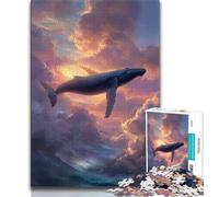 Puzzles pour Adultes 1000 pièces Baleine spirituelle, Jeu Stimulant et Jeu Familial avec Affiche et fiche de Questions-réponses (38x26cm)