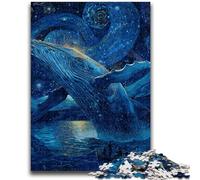 Puzzles pour Adultes 1000 pièces Baleines dans Le Ciel étoilé Jouet éducatif Anti-Stress Cadeaux pour Amis et Famille 50x75cm