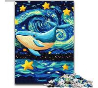 Puzzles pour Adultes 1000 pièces Baleines dans Le Ciel Nocturne Jouets éducatifs et Amusants Activités à la Maison, Cadeau d'anniversaire, Cadeaux de Voyage 50x75cm