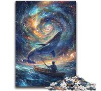 Puzzles pour Adultes 1000 pièces Baleines dans l'espace Jeu Stimulant Jouets à Offrir en Cadeau pour Toute la Famille à partir de 14 Ans 38x26cm