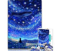 Puzzles pour Adultes 1000 pièces Baleines sous Le Ciel étoilé,Puzzle pour Adolescents,Jeux d'activités familiales stimulants,Jouet à Faire soi-même pour décoration Murale de la Maison,Cadeaux