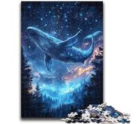 Puzzles pour Adultes 1000 pièces Baleines sous Le Ciel étoilé Puzzles pour Adultes, Jeu Stimulant pour Toute la Famille pour Femmes, Cadeaux pour Hommes (38x26cm)