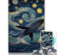Puzzles pour Adultes 1000 pièces Baleines sous Le Ciel Nocturne, Aide Le Cerveau à exercer des Jouets addictifs pour cultiver la Patience Décoration Parfaite (38x26cm)