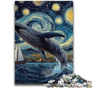 Puzzles pour Adultes 1000 pièces Baleines sous Le Ciel Nocturne Puzzle Adulte, Jouets de Jeu Chaque pièce est Unique - Jeu Familial Stimulant et Amusant (26x38cm)