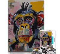 Puzzles pour Adultes 1000 pièces Basquiat Chimpanzé Adolescent Puzzle Jeu Familial Soulagement du Stress Défi Difficile Convient aux Couples 26x38cm