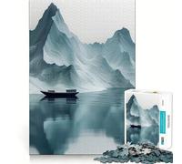 Puzzles pour Adultes 1000 pièces Bateau Montagne Asiatique Mini Découpe serrée Amusant,Jeu de Construction et de Concentration,Loisirs et Divertissement,Jeu Artistique d'anniversaire (50x75cm)