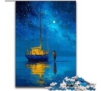 Puzzles pour Adultes 1000 pièces Bateau naviguant sous Le Ciel étoilé, Aide Le Cerveau à exercer des Jouets addictifs pour cultiver la Patience Décoration Parfaite (Taille 50x75cm)