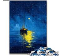 Puzzles pour Adultes 1000 pièces Bateau naviguant sous Le Ciel étoilé, Jouet éducatif et décompressant, Cadeau d'anniversaire, décoration Murale (Taille 50x75cm)