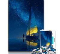 Puzzles pour Adultes 1000 pièces Bateau naviguant sous Le Ciel étoilé, Jouets éducatifs et Amusants pour la Maison, Cadeau d'anniversaire, Cadeau de Voyage (75x50cm)