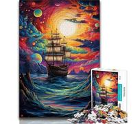 Puzzles pour Adultes 1000 pièces Bateau Pirate dans l'univers Puzzles pour Adolescents, Jouets de Jeu Chaque pièce est Unique - Jeu Familial Stimulant et Amusant (Taille 75x50cm)