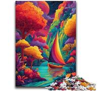 Puzzles pour Adultes 1000 pièces Bateau psychédélique Aide Le Cerveau à exercer Jouets addictifs pour cultiver la Patience Interaction Parent-Enfant 26x38cm