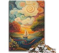 Puzzles pour Adultes 1000 pièces Bateau psychédélique Amusement en Famille Idéal comme Cadeau pour Toute la Famille à partir de 14 Ans 26x38cm
