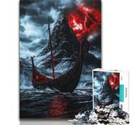 Puzzles pour Adultes 1000 pièces, Bateau Viking Drakkar, Puzzles Difficiles pour Adultes, pour Tuer Le Temps en Vacances avec des pièces de Formes aléatoires entièrement emboîtables (Taille 75x50cm)