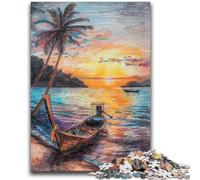 Puzzles pour Adultes 1000 pièces Bateaux sur la côte Peinture à l'huile Jouets Jeux éducatifs Anti-Stress Collection d'artistes, Beaux-Arts 26x38cm