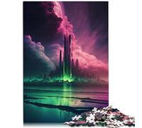 Puzzles pour Adultes 1000 pièces Bâtiment de Ville futuriste en Carton de qualité supérieure Puzzles de Jeu Difficiles à emboîtement précis 26x38 cm