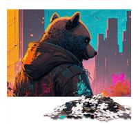 Puzzles pour Adultes 1000 pièces Bear City Bad Ass Bois Puzzle Relax Puzzles Jeux-Casse-tête Puzzle 50x75 cm