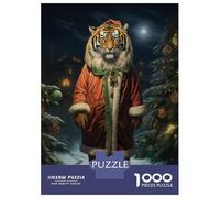 Puzzles pour Adultes 1000 Pièces Beauty Tiger Xmas Puzzles pour Adultes Jeu Manuel Améliore La Mémoire Activités Amusantes À La Maison 52x38cm/1000pcs