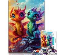 Puzzles pour Adultes 1000 pièces Bébé Dragon Arc-en-Ciel 1000 pièces, Jouet éducatif Anti-Stress, Cadeaux pour Amis et Famille (Taille 38x26cm)