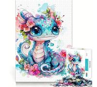 Puzzles pour Adultes 1000 pièces Bébé Dragon Coloré Bords Nets Jeu de logique Casse-tête Jeu Lent et Amusant Scène de Noël Art (38x26cm)