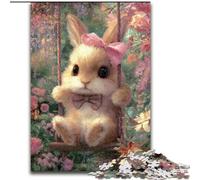 Puzzles pour Adultes 1000 pièces Bébé Lapin sur la balançoire Puzzle Un Casse-tête Stimulant pour Les Adolescents, Parfait pour la décoration intérieure ou comme Cadeau 50x75cm
