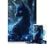 Puzzles pour Adultes 1000 pièces Bébé Licorne dans la Forêt Enchantée Jeu de logique aux Bords Nets Jeu Lent et Amusant Scène de Noël Art (38x52cm)