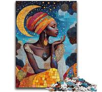 Puzzles pour Adultes 1000 pièces Belle Femme Africaine Aide Le Cerveau à exercer Jouets addictifs pour cultiver la Patience Interaction Parent-Enfant 26x38cm