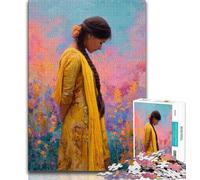 Puzzles pour Adultes 1000 pièces Belle Femme Indienne, Jouets éducatifs pour Enfants, Jeux familiaux, Jeu éducatif pour Anniversaire, Noël (75x50cm)