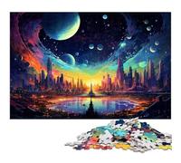 Puzzles pour Adultes 1000 pièces Belle planète colorée Ville Jeu Stimulant Jouets Puzzle de Noël Cadeaux 1000 PCS (75x50cm)