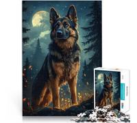 Puzzles pour Adultes 1000 pièces Berger Allemand au Clair de Lune Difficile Difficile Car C'est Un pour Toute la Famille 75x50cm