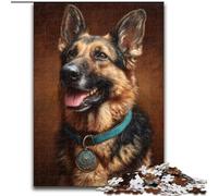Puzzles pour Adultes 1000 pièces Berger Allemand Heureux Puzzles 1000 pièces pour Adultes pour Les Anniversaires, Les Vacances, Les décorations de fête Spatiale (Taille 26x38cm)