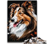 Puzzles pour Adultes 1000 pièces, Berger des Shetland, pour Un Moment de détente avec Affiche et fiche de Questions-réponses (26x38cm)