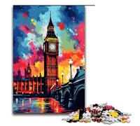 Puzzles pour Adultes 1000 pièces Big Ben est entouré d'éclaboussures Beaucoup de Puzzles colorés et Amusants en Famille Excellent Cadeau pour Les Adolescents de 14 Ans et Plus 75x50cm