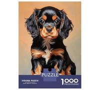 Puzzles pour Adultes 1000 Pièces Black and Tan Cavalier King Charles Spaniel Puppy Puzzle Détente Jeux Défi Difficile Cadeau Anti-Stress 70x50cm/1000pcs