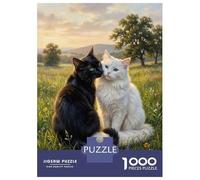 Puzzles pour Adultes 1000 Pièces Black and White Cats in Meadow Puzzles pour Adultes - Défi Difficile - Stimulez Votre Cerveau avec Ce Jeu Unique 70x50cm/1000pcs